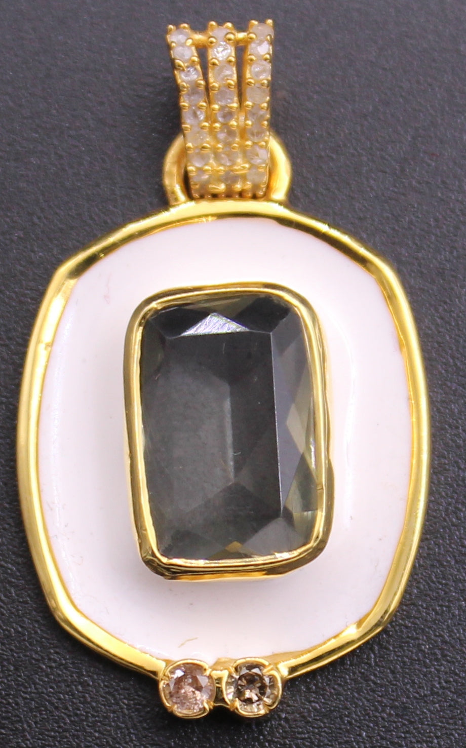 Rectangle Enamel with Stone Diamond Charm