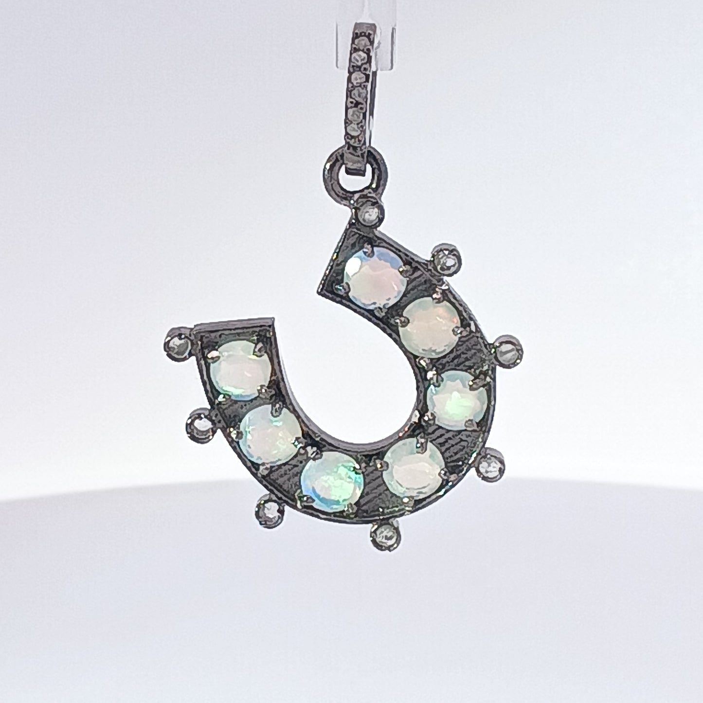 Small Horse Shoe Diamond & Gemstone Charm