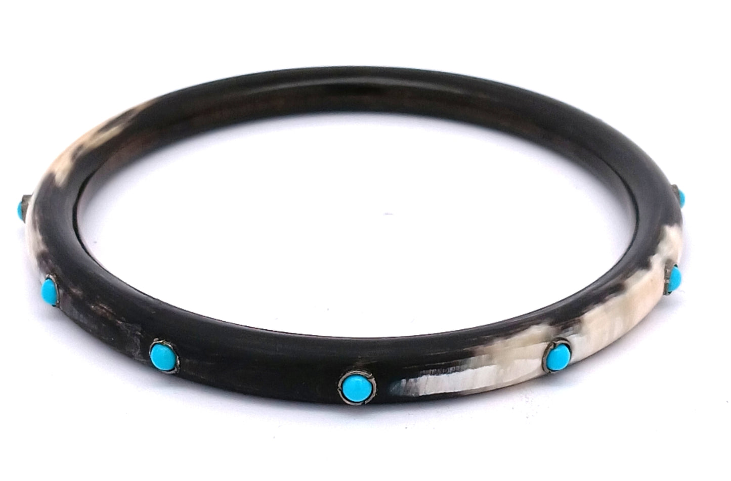 TURQUOISE And CORAL, POLKI DIAMOND HORN BANGLE