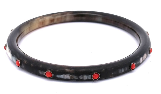 TURQUOISE And CORAL, POLKI DIAMOND HORN BANGLE