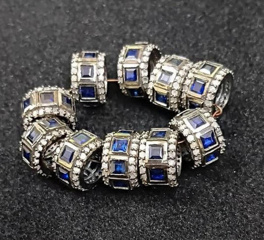 Diamond Blue Sapphire Bead