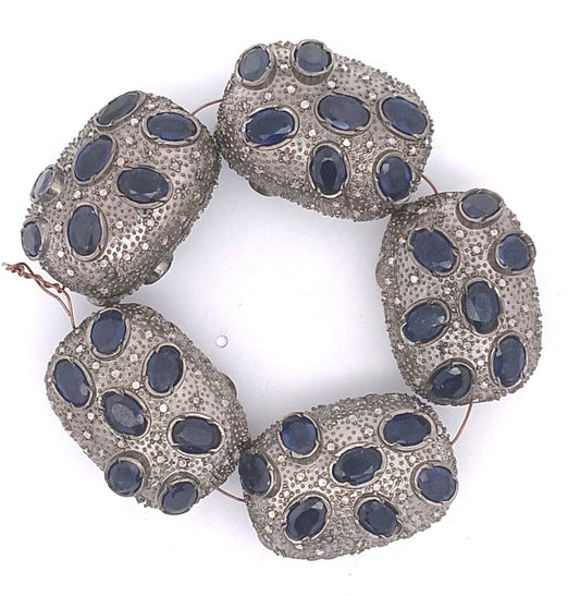 Diamond and Emerald and Blue Sapphire Bead