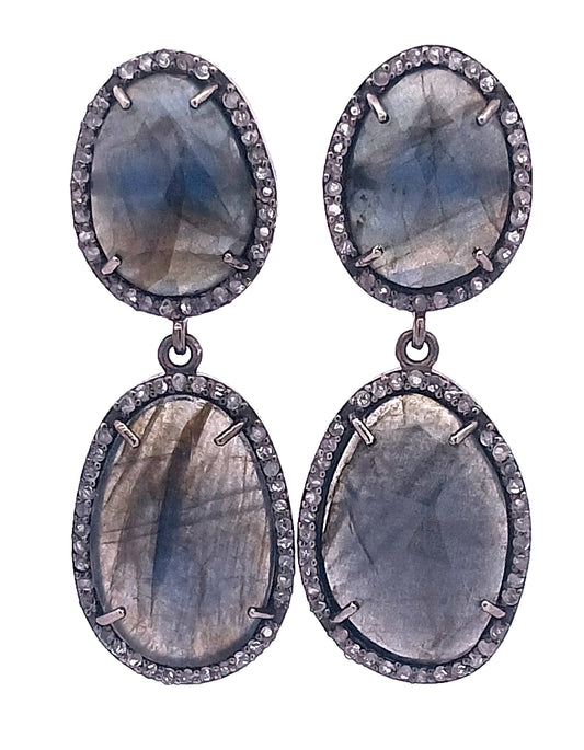 Diamond & Labradorite Earring