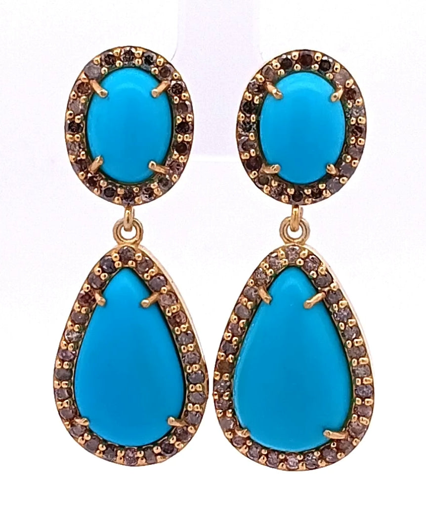 Diamond & Turquoise Oval Earring