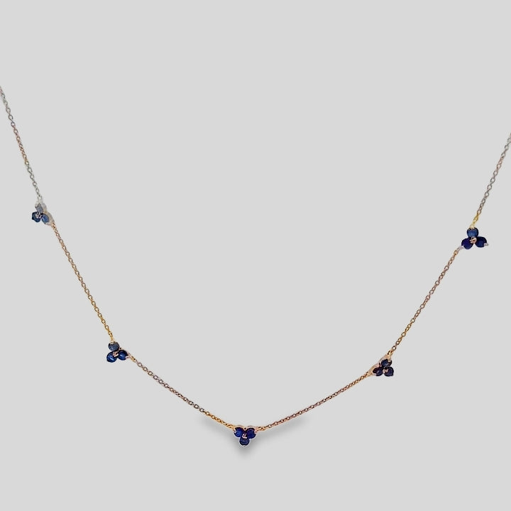14 kt Gold and Blue Sapphire Necklace