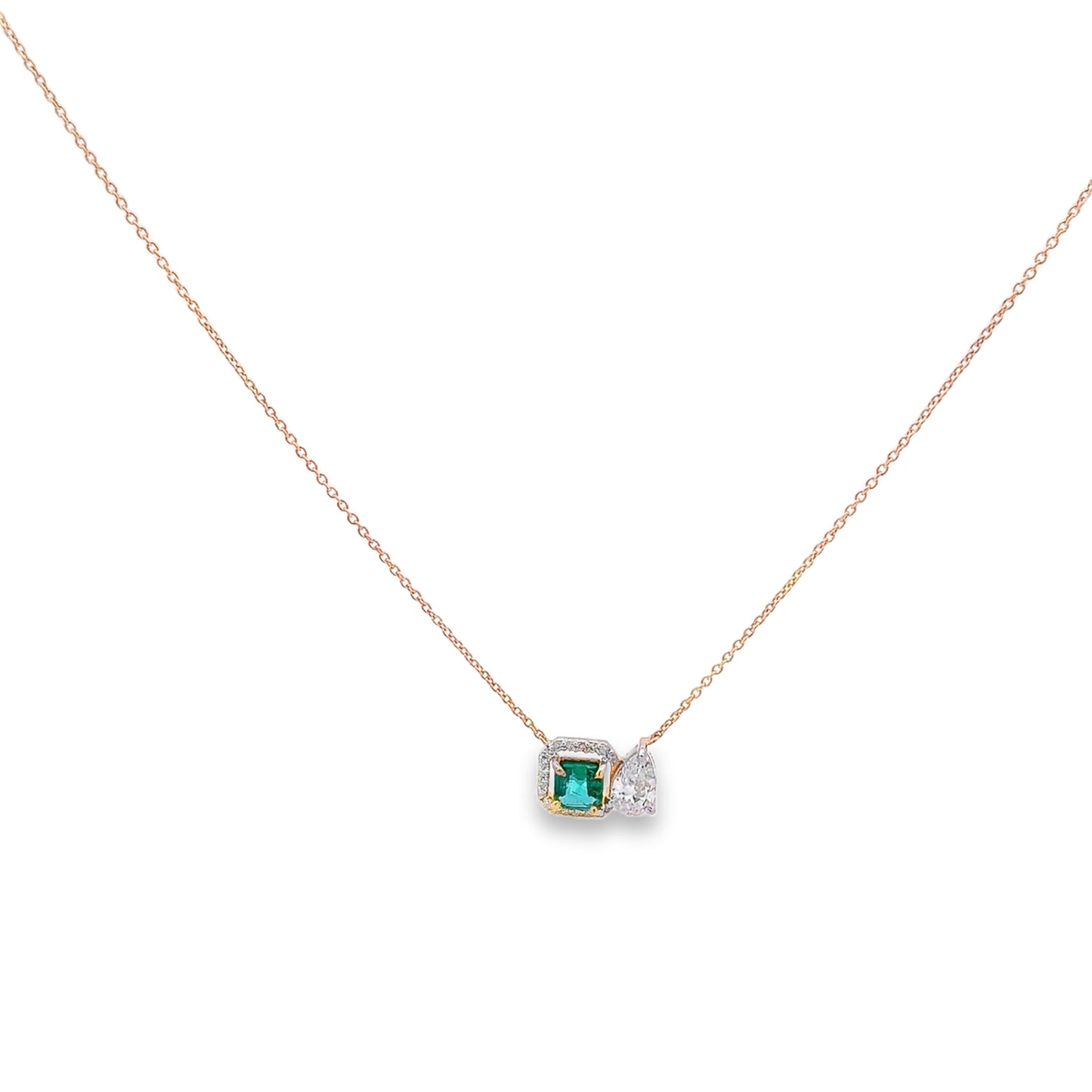 14KT Diamond & Emerald Gold Chain Necklace