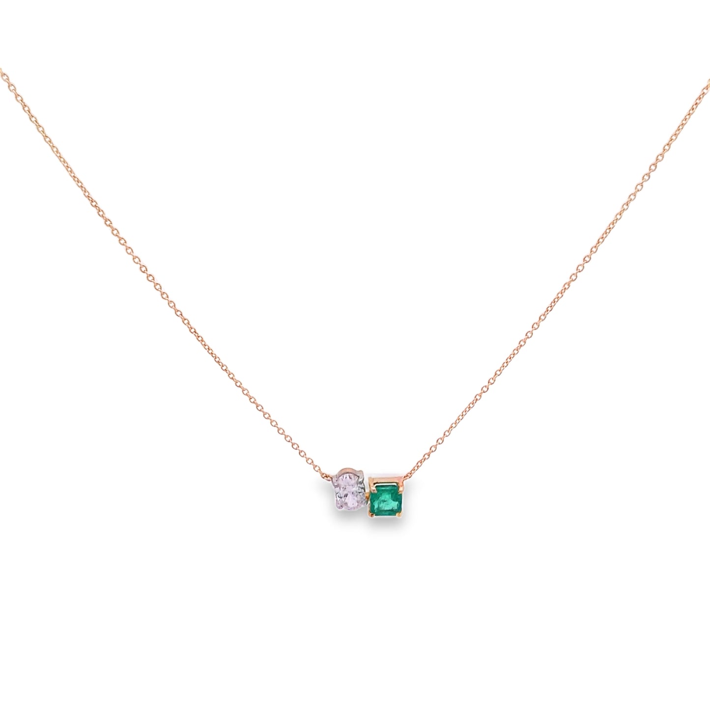 14KT Diamond & Emerald Gold Chain Necklace