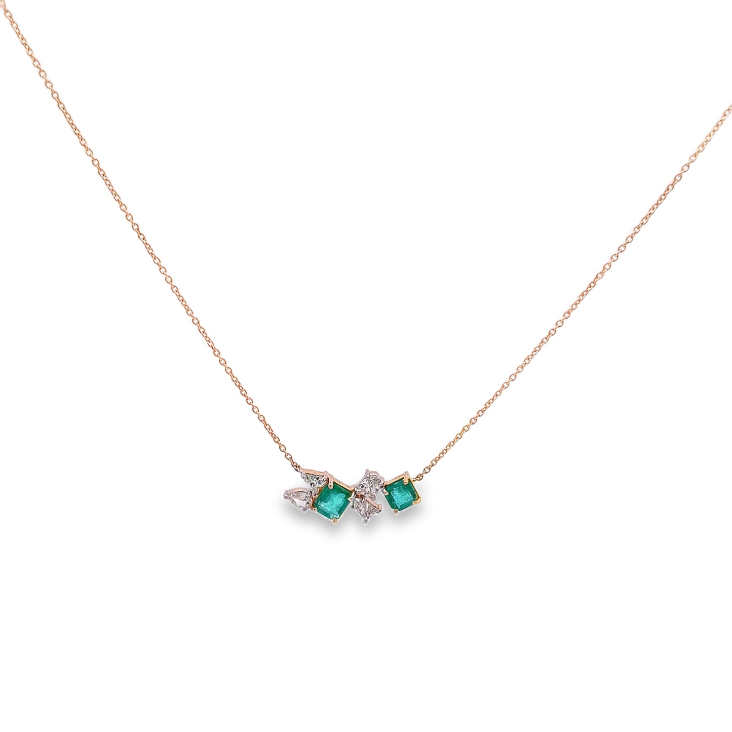 14KT Diamond & Emerald Gold Chain Necklace
