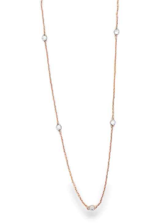 14KT 5 Diamond Gold Chain Necklace