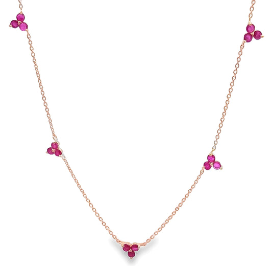 14KT Ruby and Blue Sapphire Gold Chain Necklace