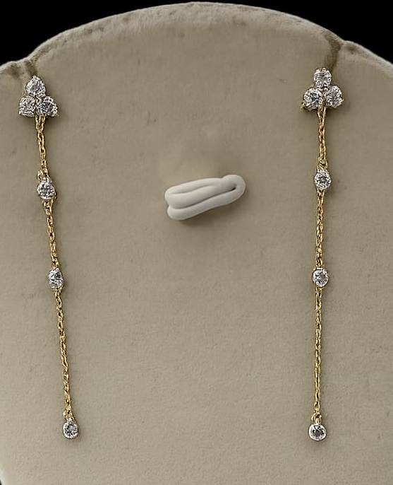 14KT TRIO DIAMOND GOLD EARRINGS