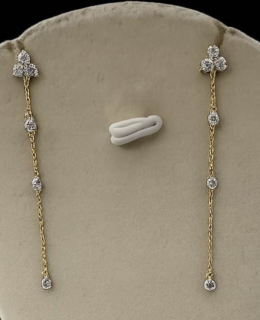 14KT TRIO DIAMOND GOLD EARRINGS
