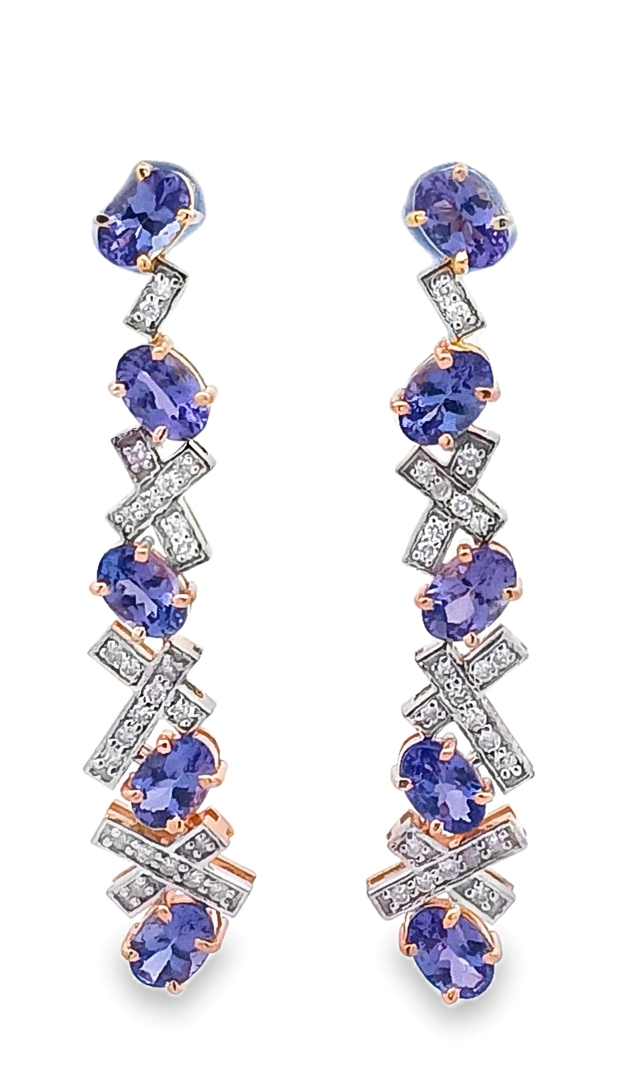 14KT Diamond & Tanzanite Earring