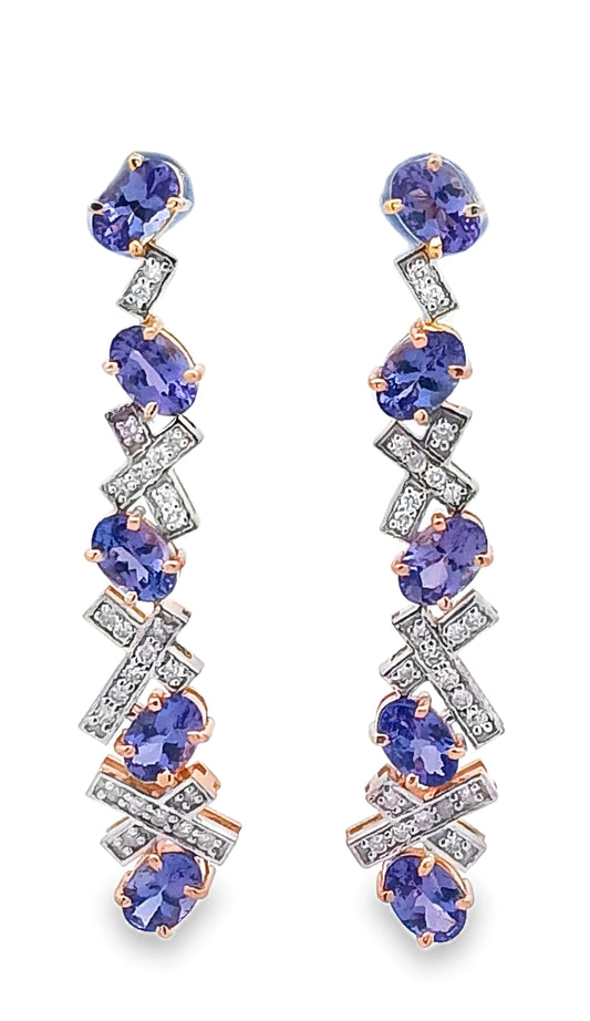 14KT Diamond & Tanzanite Earring