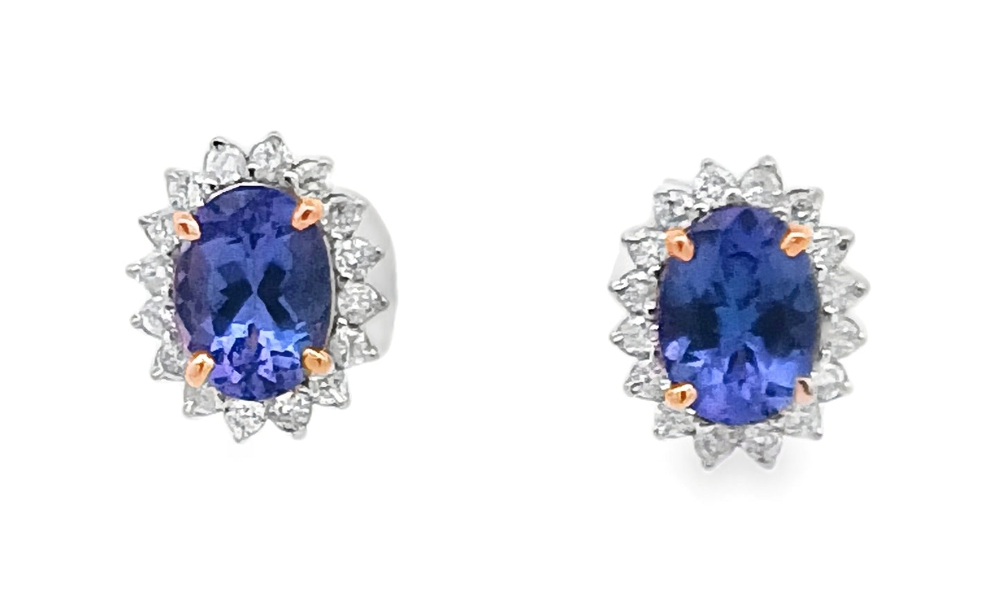 14KT Diamond & Tanzanite Studs Earring
