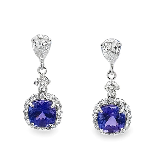 14KT Diamond and Tanzanite Gold Earring