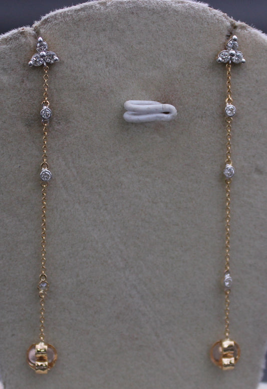 14KT TRIO DIAMOND GOLD EARRINGS