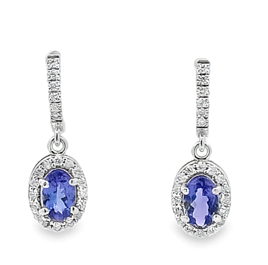 14KT Diamond & Tanzanite Earring