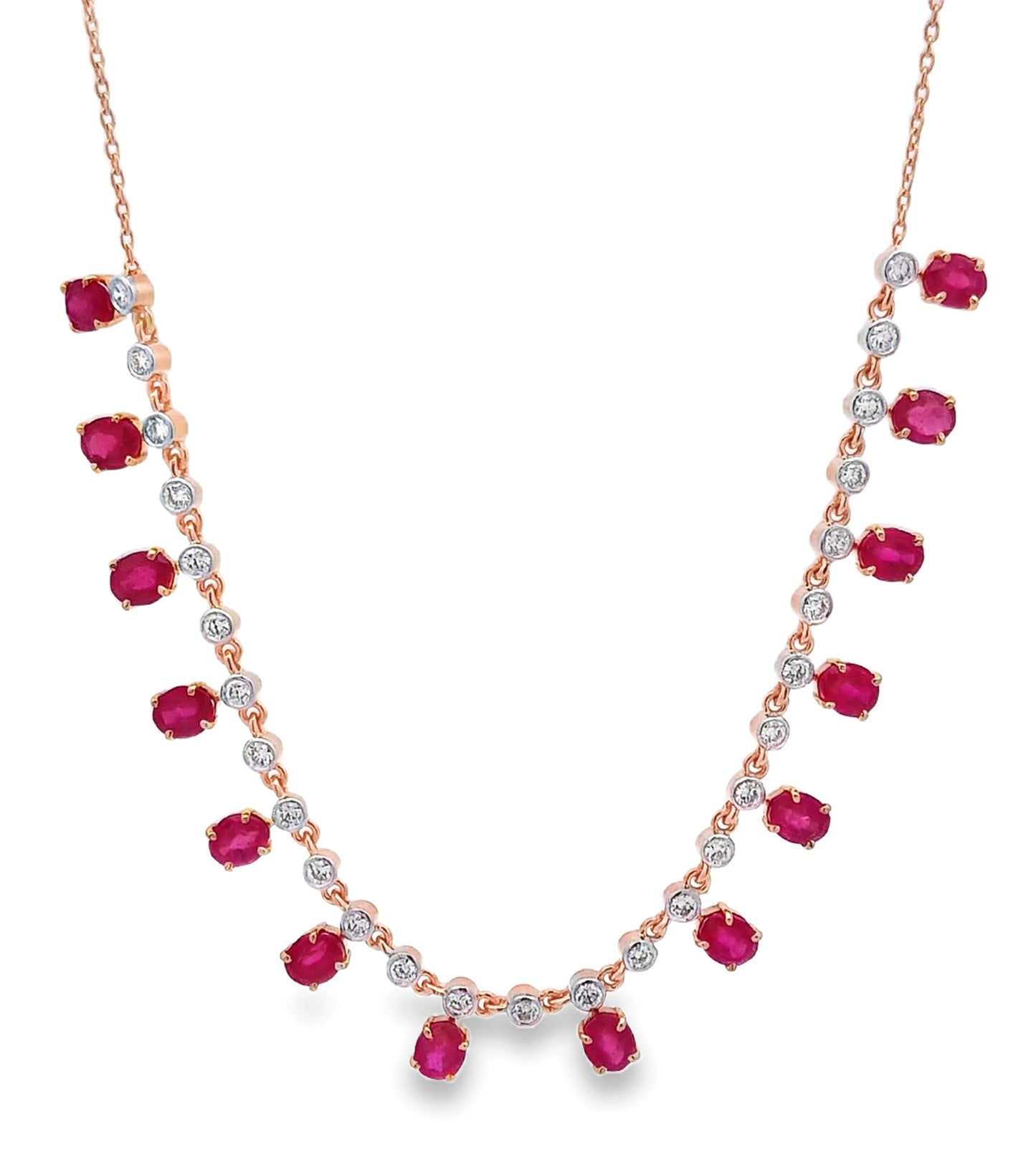 14KT Diamond & Ruby Gold Necklace