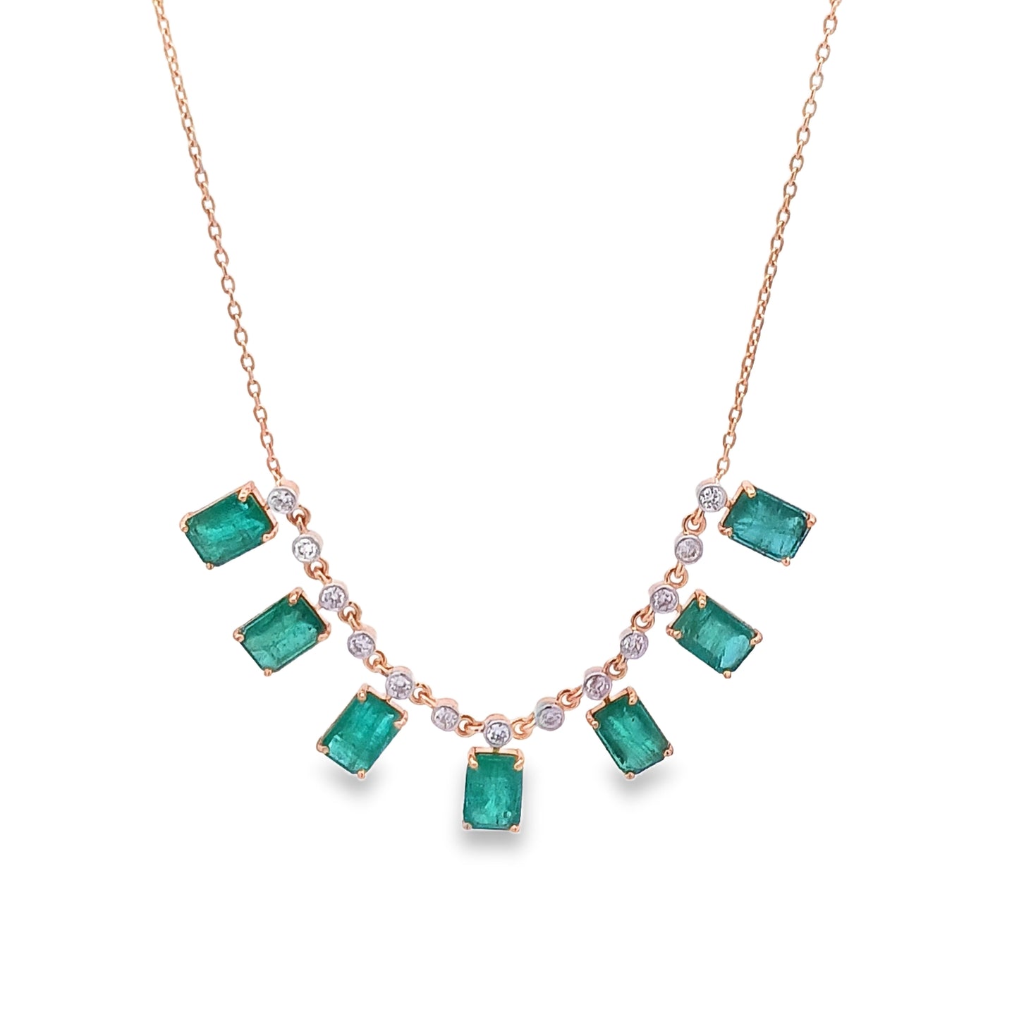 14KT Diamond & Emerald Necklace
