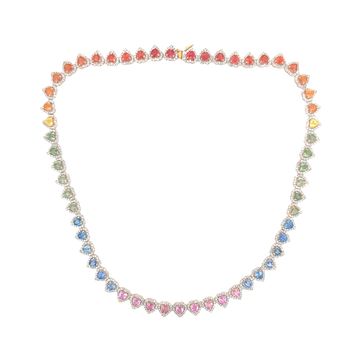 14kt Diamond & Multi Sapphire Gold Necklace