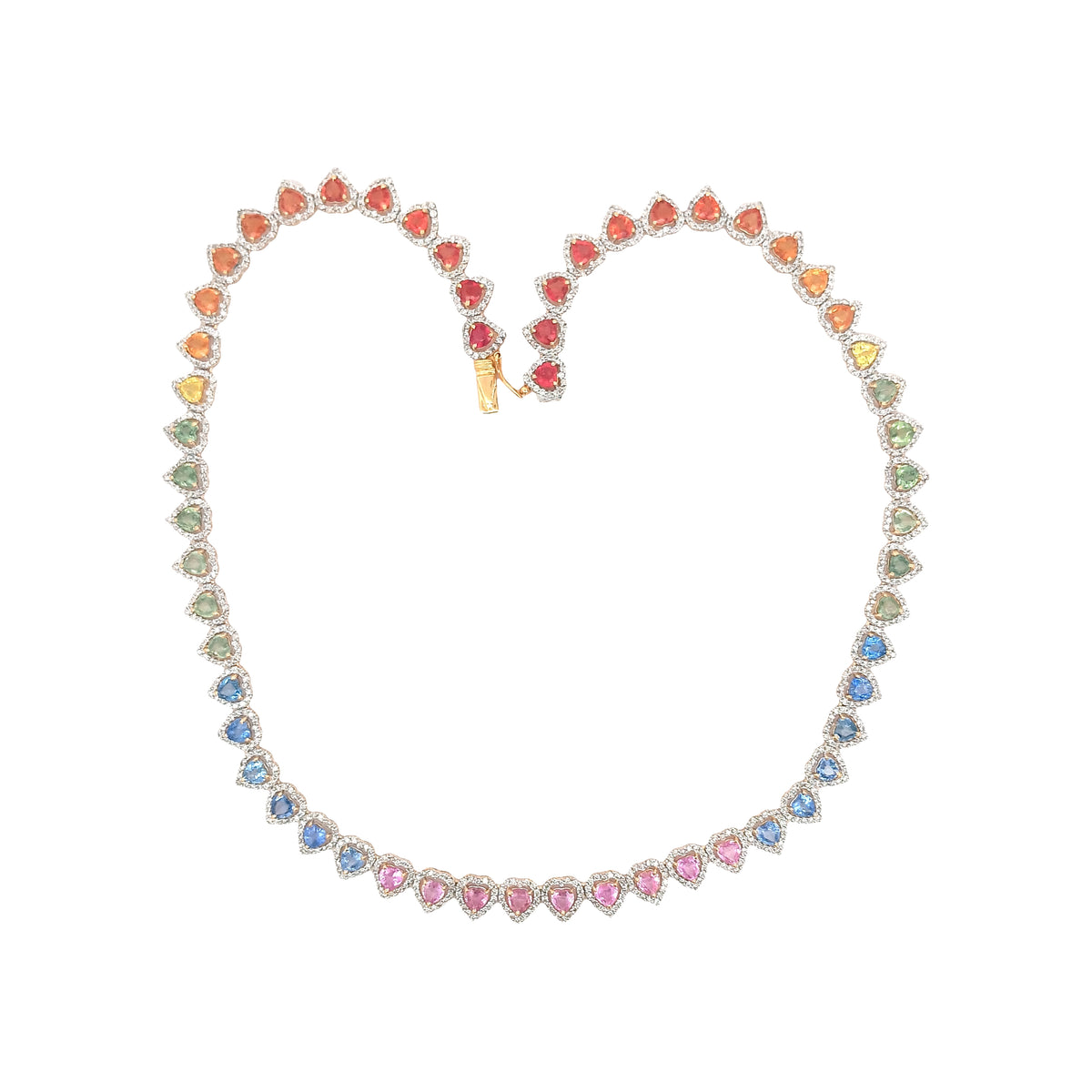 14kt Diamond & Multi Sapphire Gold Necklace