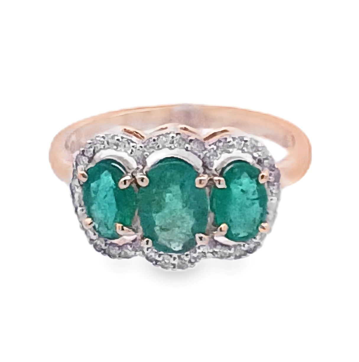 14kt Diamond and Ruby, Emerald Gold Ring