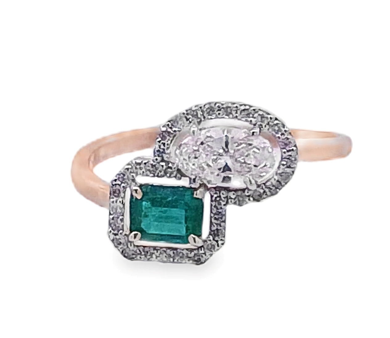 14KT Diamond & Emerald Gold Ring