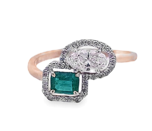 14KT Diamond & Emerald Gold Ring