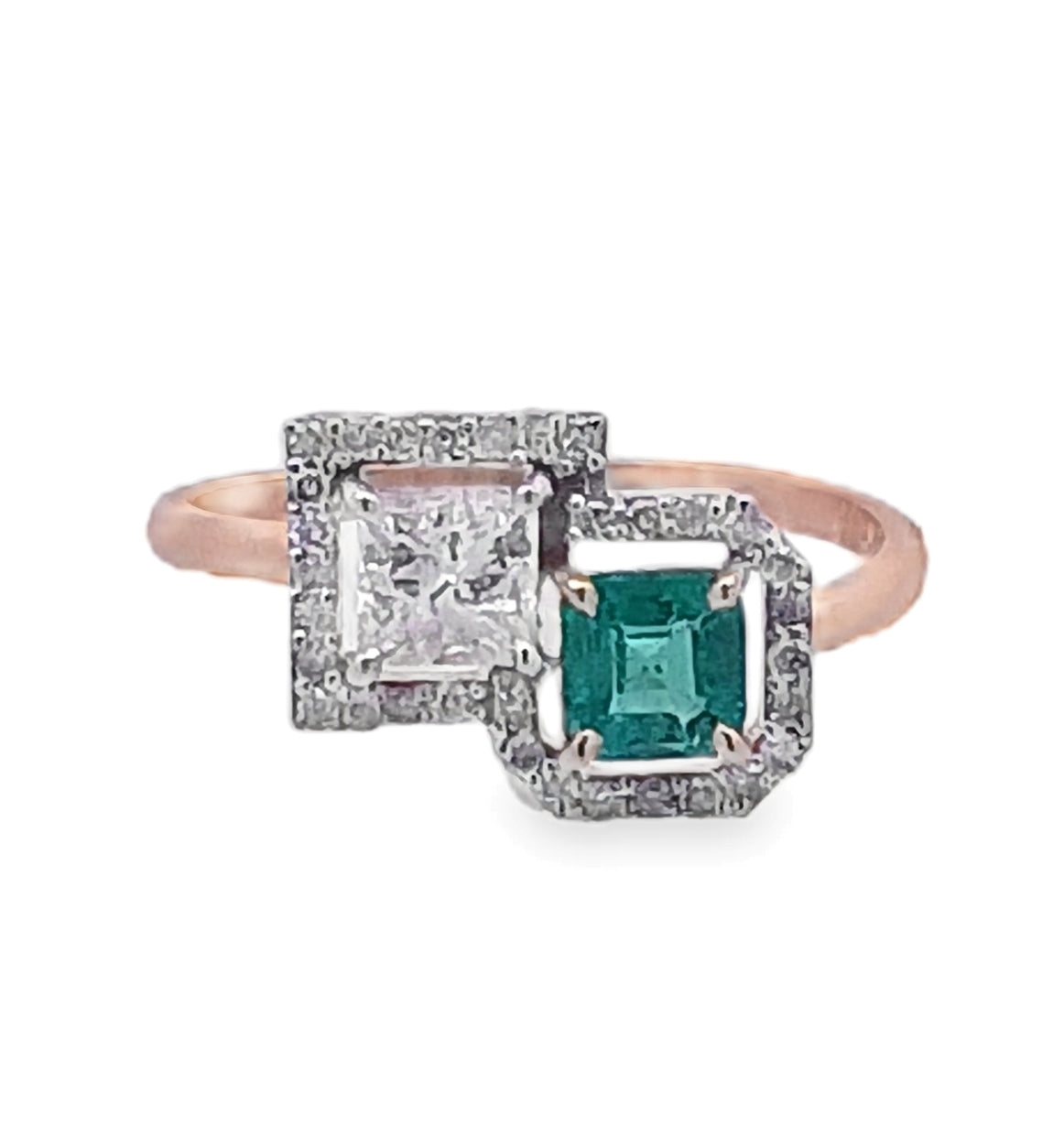 14KT Diamond & Emerald Gold Ring