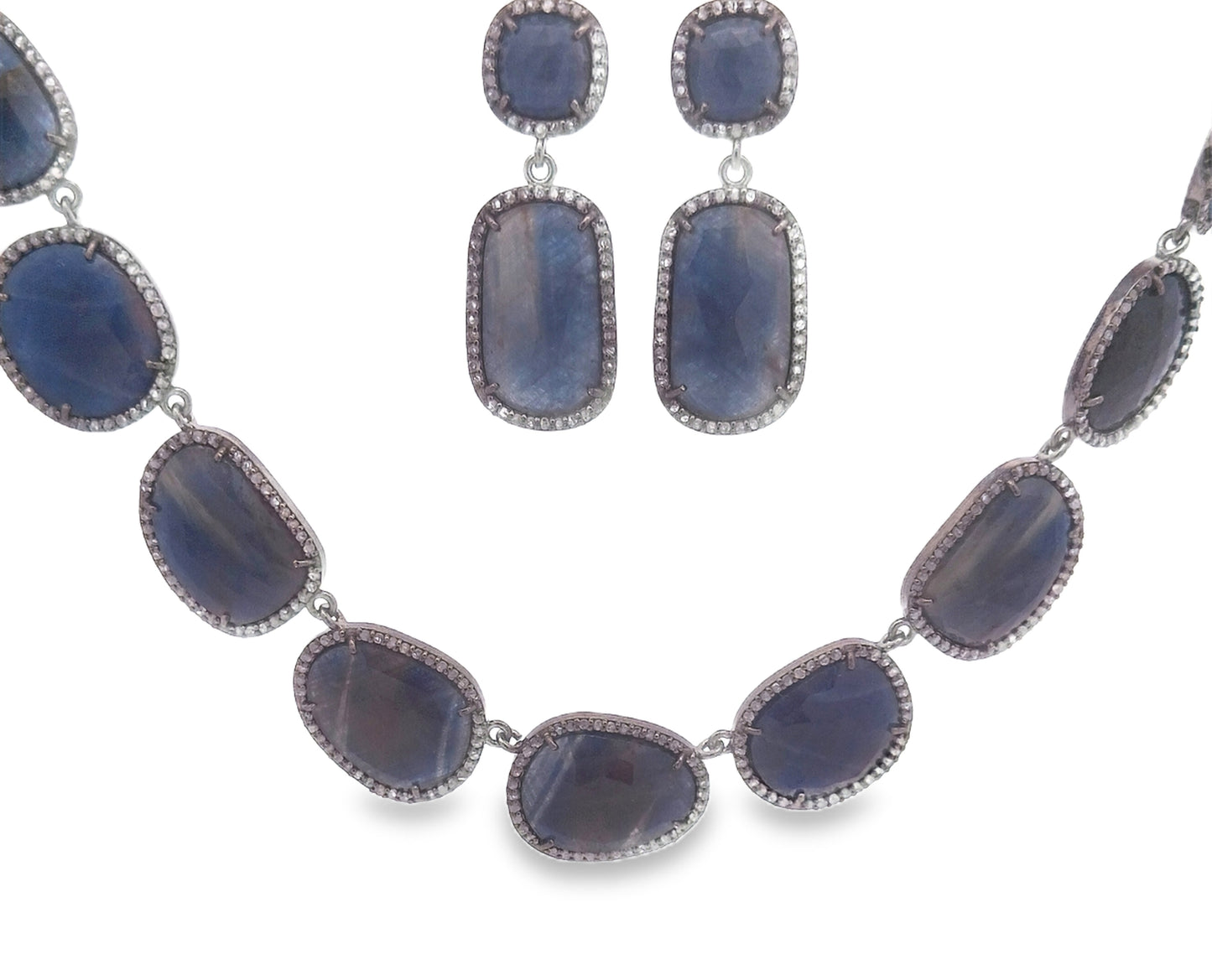 Ruby, Blue Sapphire, Emerald and Diamond Necklace Set