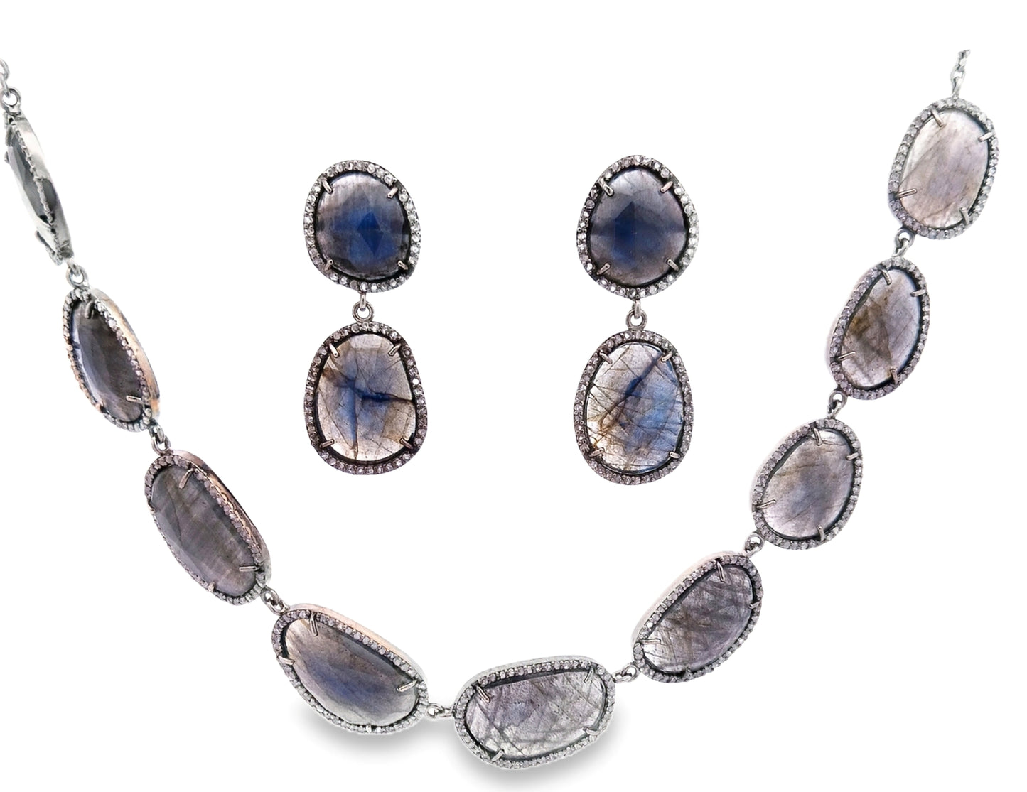 Diamond & Labradorite Necklace Set