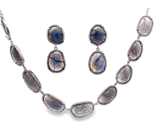 Diamond & Labradorite Necklace Set