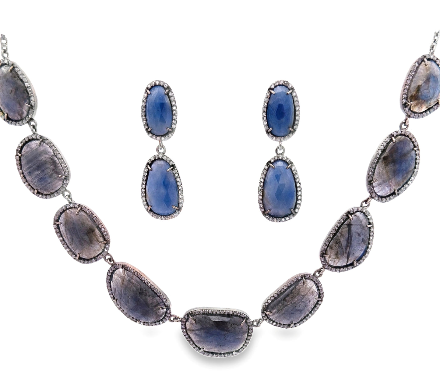 Diamond & Labradorite Necklace Set