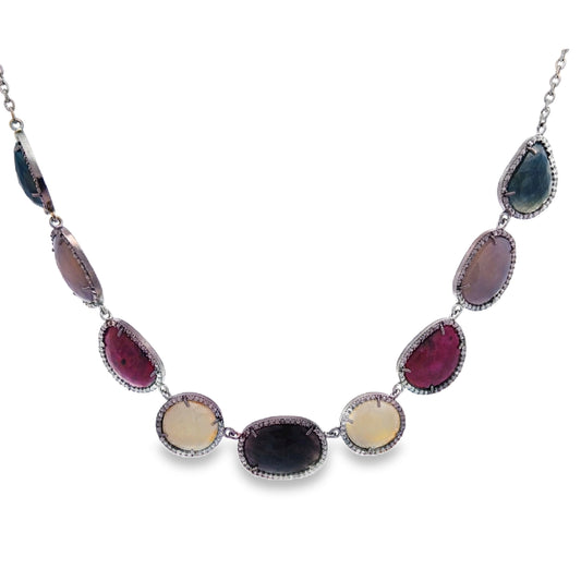 Diamond & Multi Sapphire Necklace