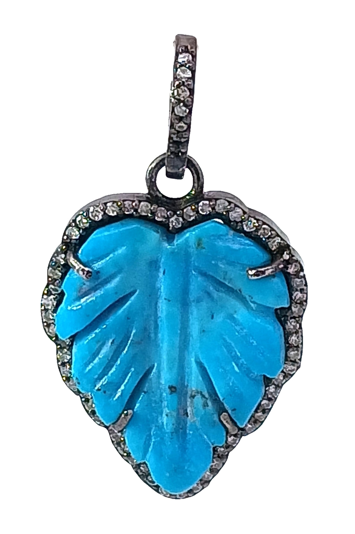 Diamond & Turquoise Leaf Pendant