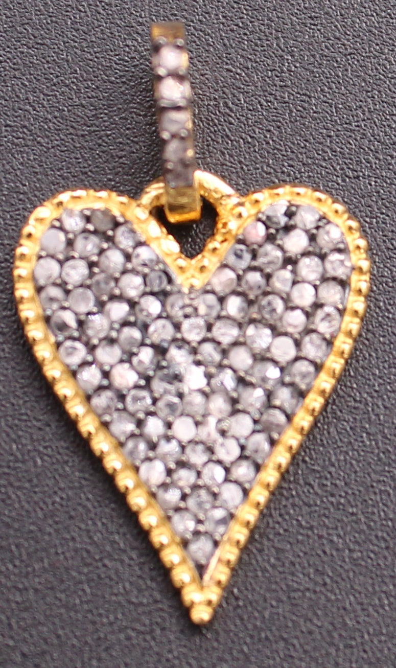 Small Pave Diamond Heart Charm