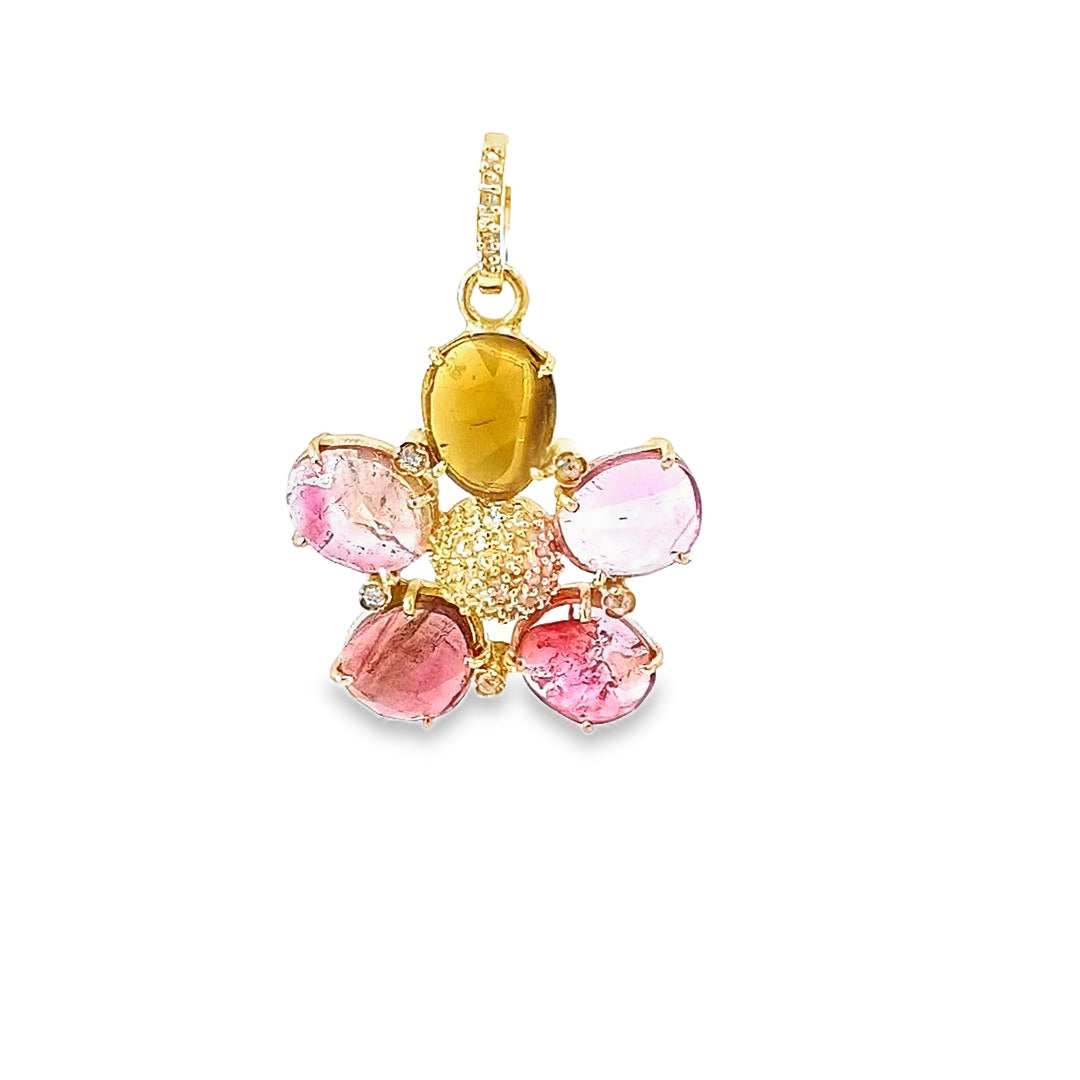 Diamond Flower and Gemstone Pendant