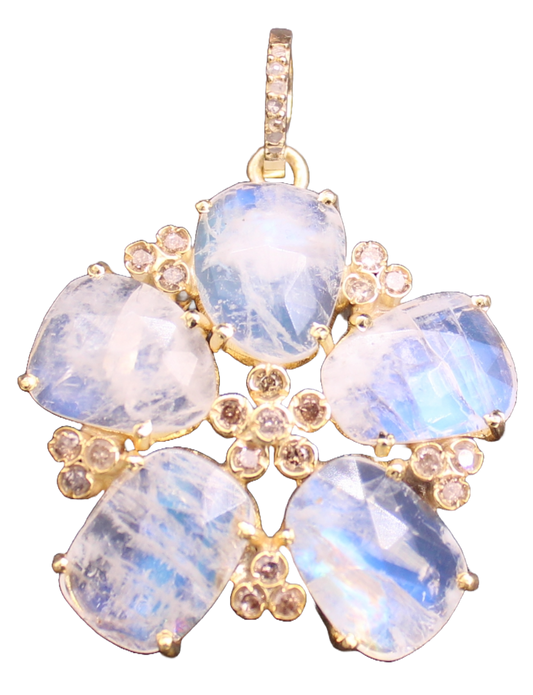 FLOWER DIAMOND AND MOON STONE PENDANT