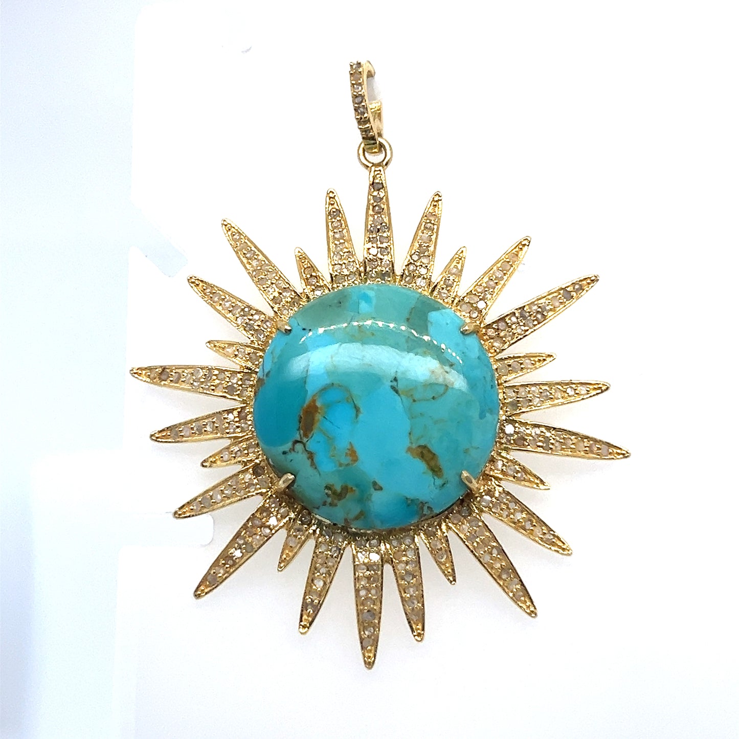 Sun Diamond and Turquoise Pendant