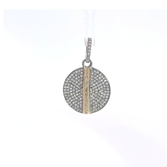 Two Tone Round All Diamond Pendant