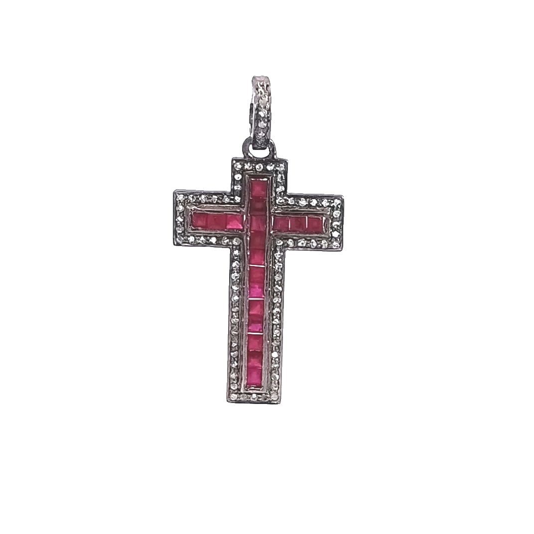 Diamond Ruby Cross Pendant