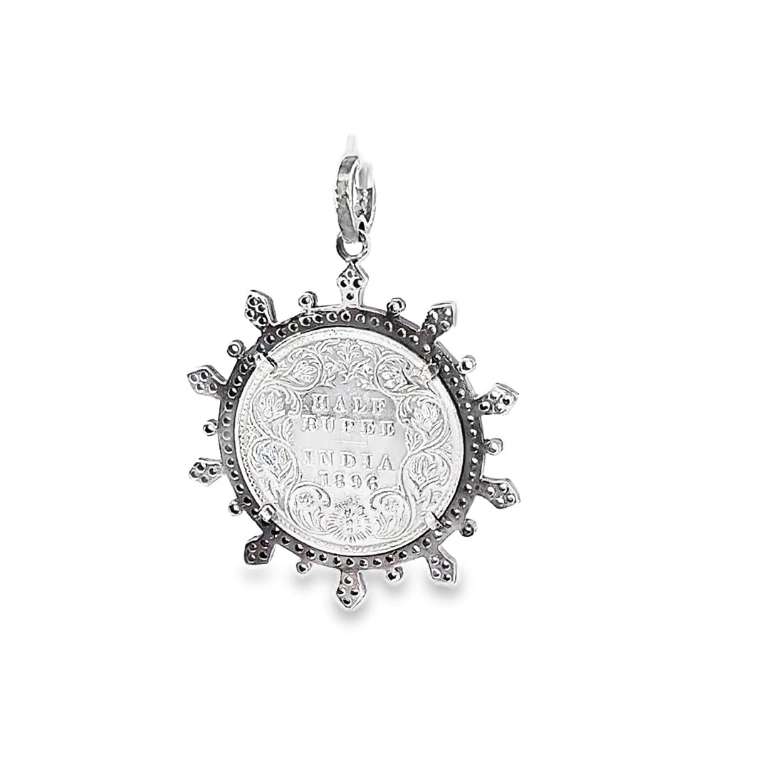 Round Diamond and Silver Coin Pendant