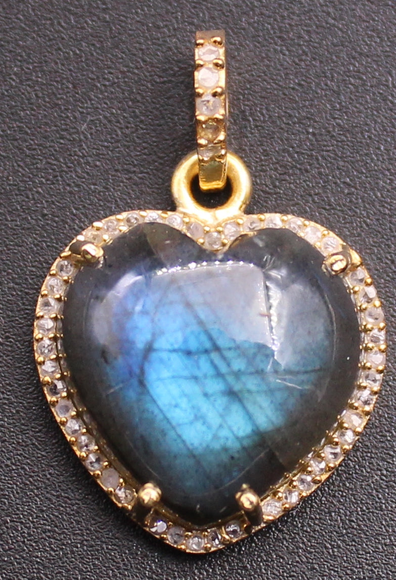 Diamond and Gemstone Heart Charm