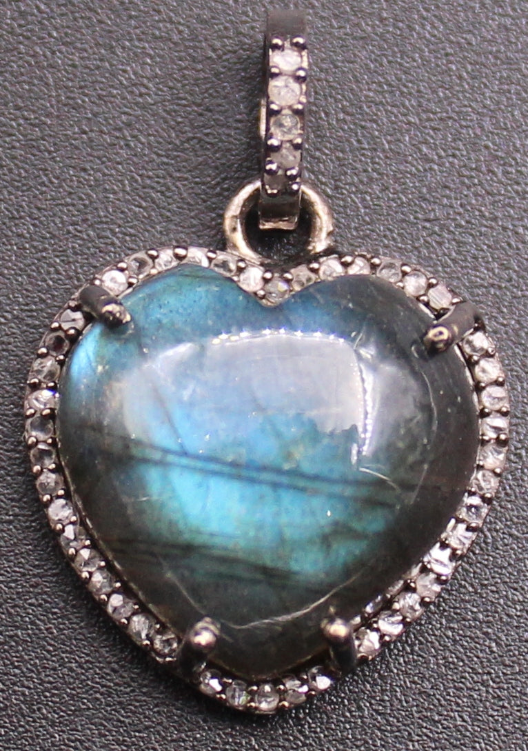 Diamond and Gemstone Heart Charm