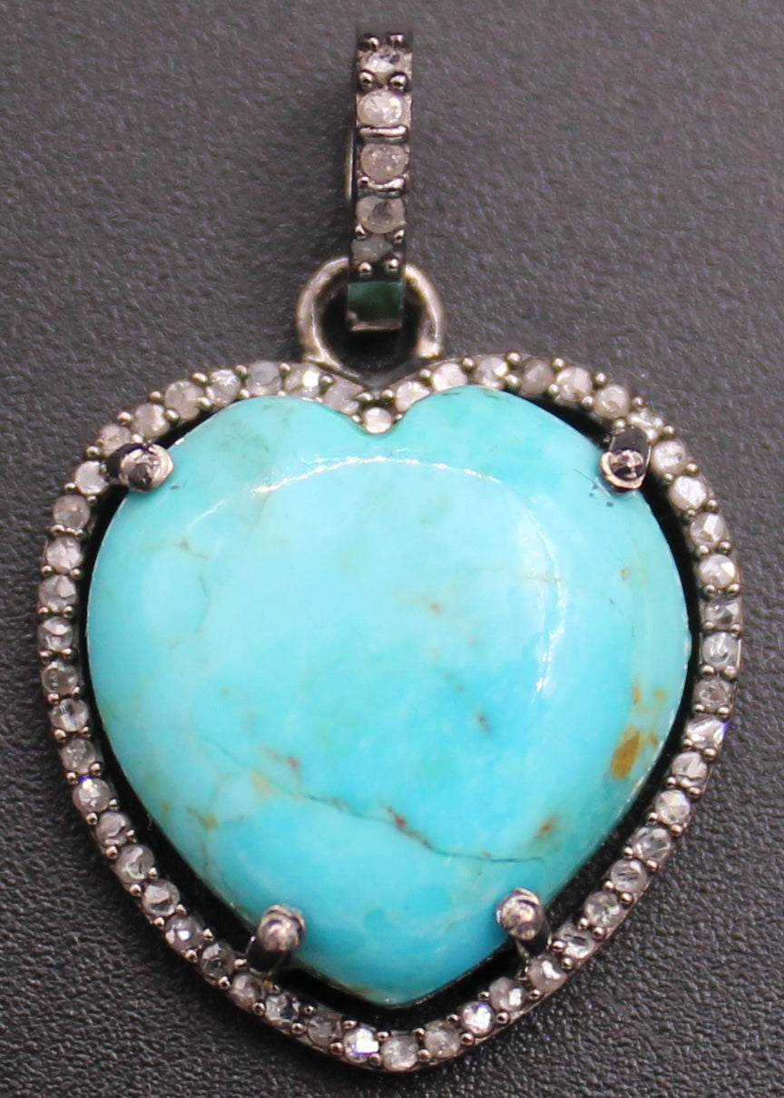 Diamond and Gemstone Heart Charm