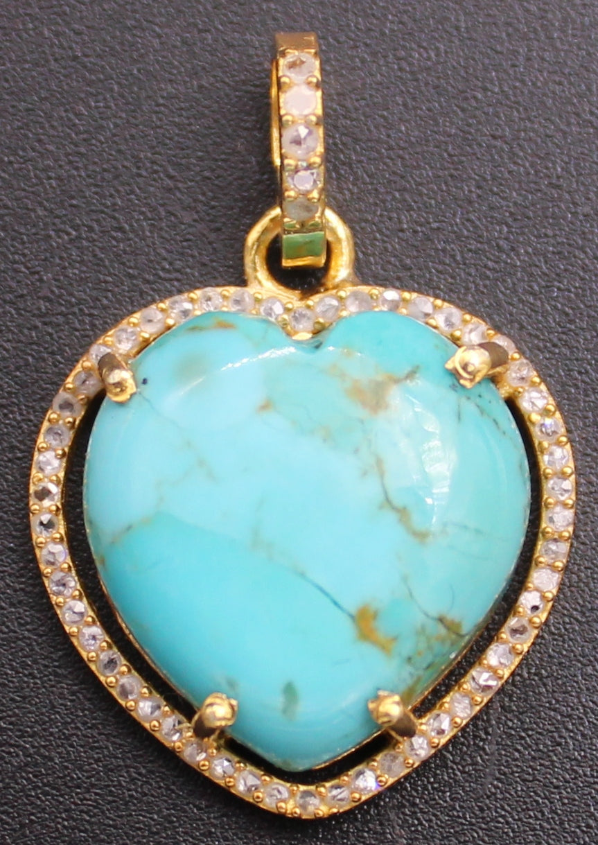 Diamond and Gemstone Heart Charm