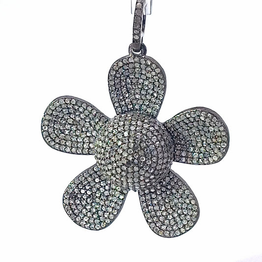 Big Pave Diamond Flower Pendant