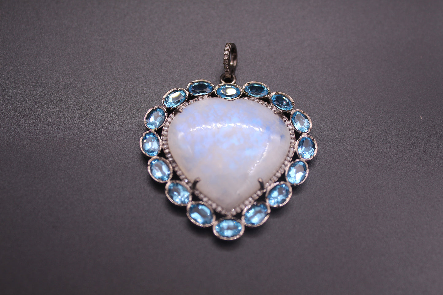 Moon Heart Diamond & Gemstone Pendant
