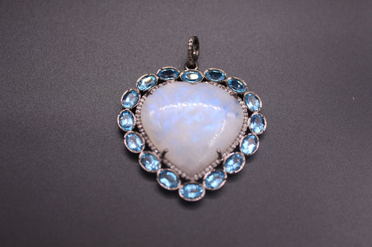 Moon Heart Diamond & Gemstone Pendant
